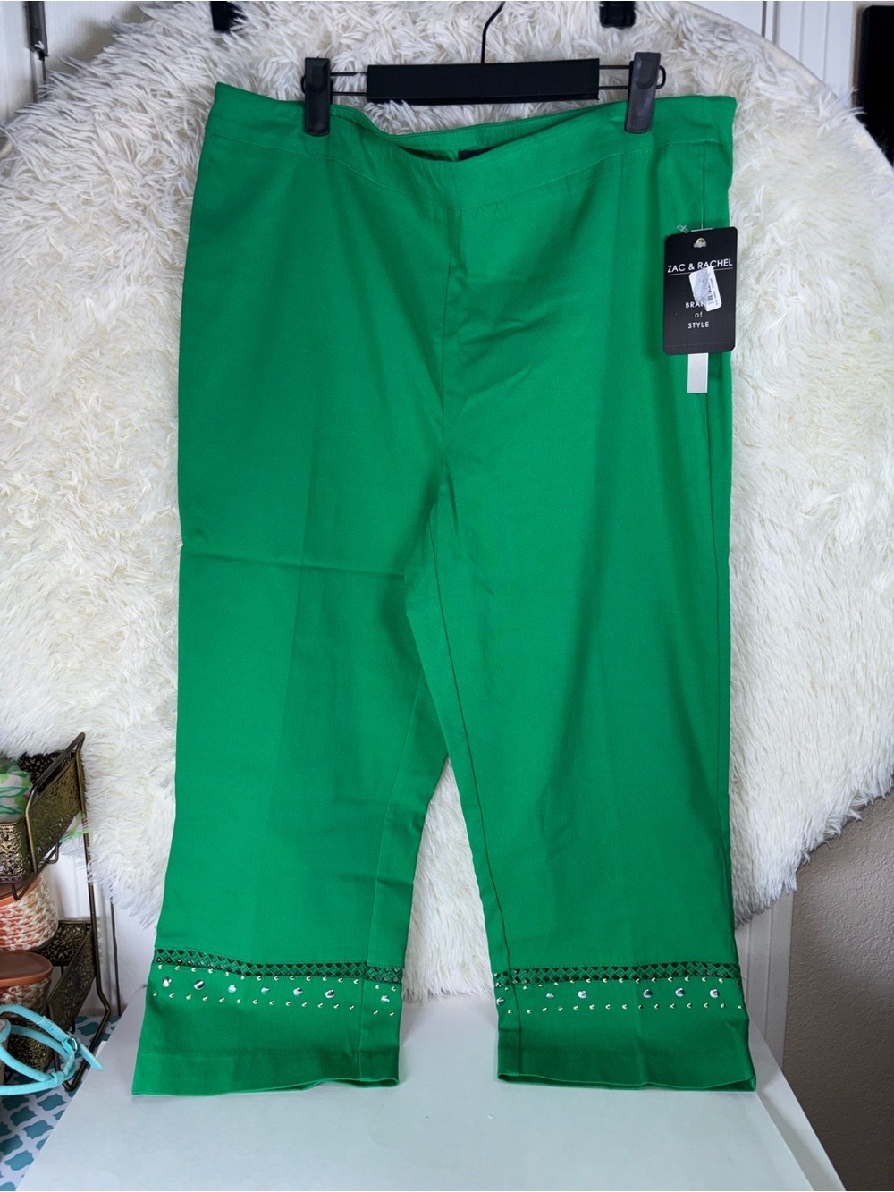 Zac & Rachel Bright Green Embellished Crop Pants